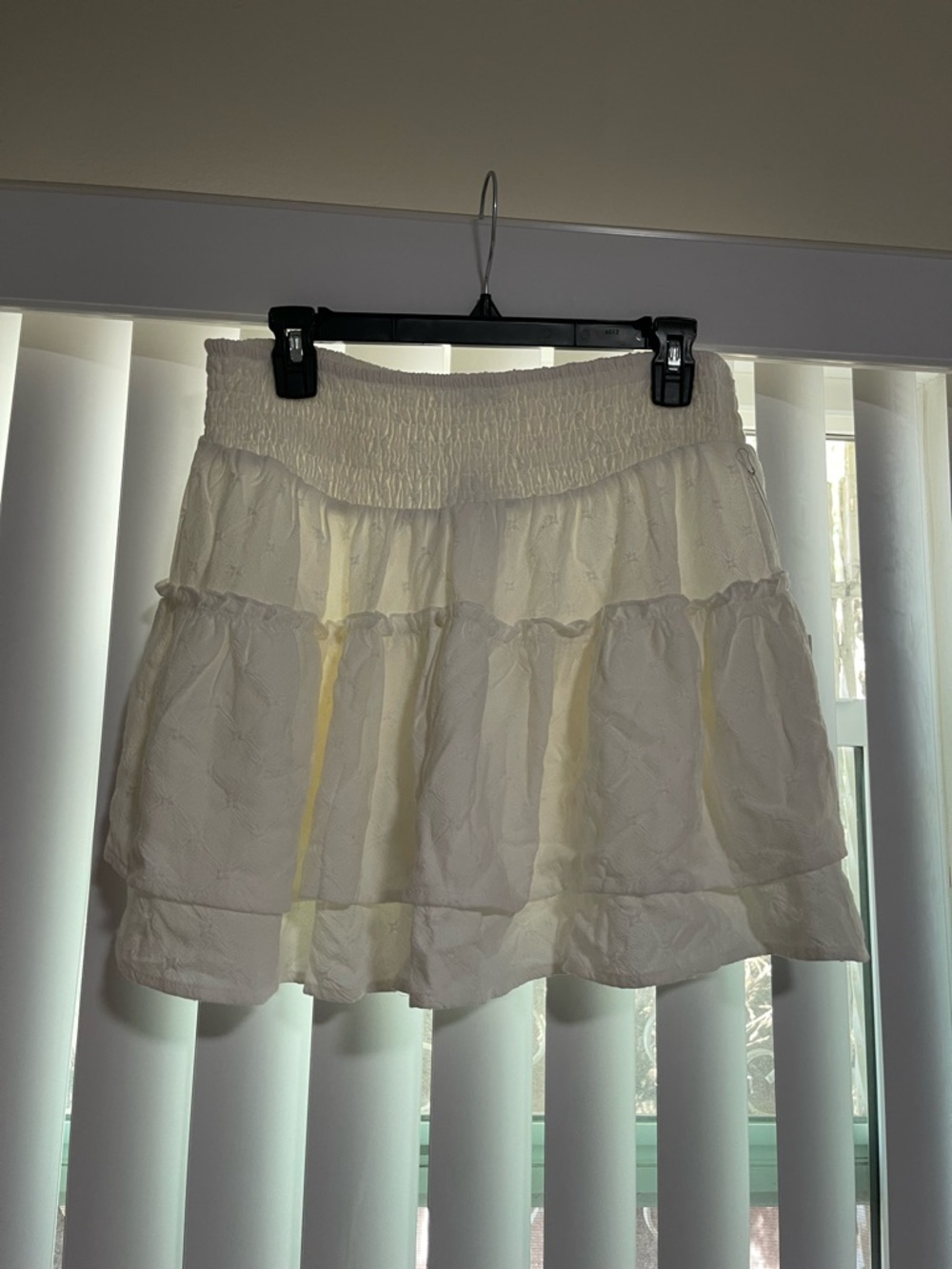 Women's White Tiered Smocked Waist Skirt